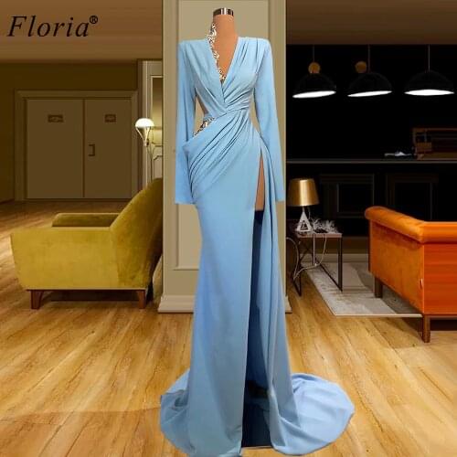 2020 Newest Formal Evening Dresses Long Sleeves Evening Gowns Elegant Prom Dresses Wedding Party Dresses Vestidos Formales