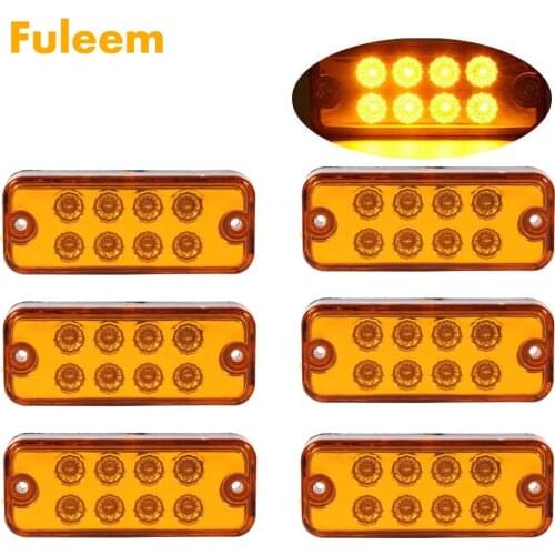 Fuleem 6PCS 4inch Amber 8 LED Side Marker Light Lamp Truck Trailer Lorry Caravan Sealed Waterproof 12V