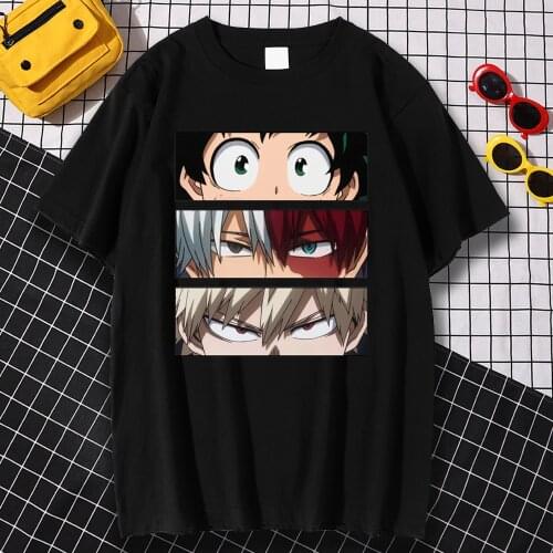 My Hero Academia Japan Anime Print Mens T-Shirts Harajuku Oversized Tshirt Loose Summer Clothing Vintage Loose Tee Clothes Man