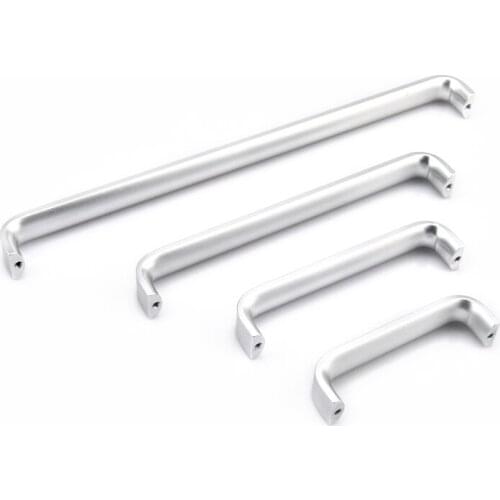 HJY Sand Silver Handle Wardrobe Door Pull Aluminual Profile Kitchen Cabinet Handles House Hardware 128/300mm Hole C25010