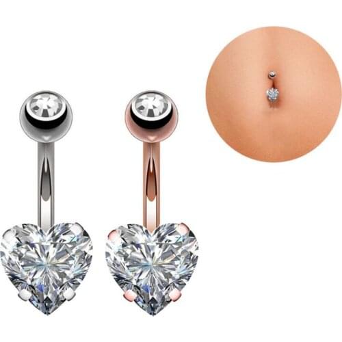 Crystal Piercing Navel 1pc Navel Earring Belly Piercing Steel Belly Button Rings Heart Style Piercing Body Jewelry Piercings Hot