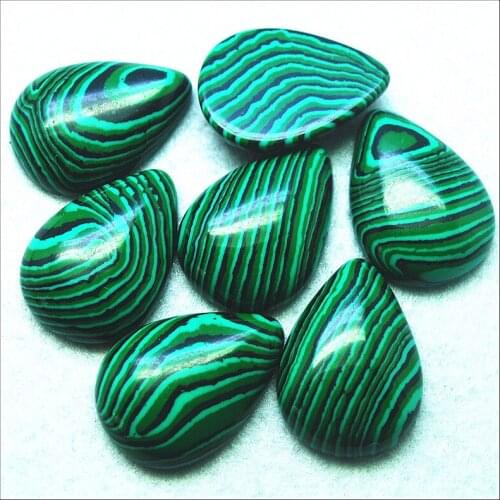 10pcs new color malachite stone cabochons 18x25mm dropwater shape for women pendants making free shipping good for your