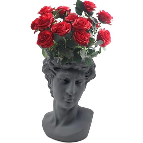 Ceramic David Flower Pot Artistic Home Decorative Table Jar Retro Greek Characters Man Desk Figurine Flower Arrangement Head Pot