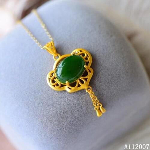 KJJEAXCMY fine jewelry 925 Silver inlaid Natural Jasper Gemstone popular necklace ladies pendant support check