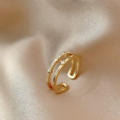 Rings for Women Fashion Multilayer Adjustable Opening Crystal Ring Star Geometry Accessories Jewelry Wholesale