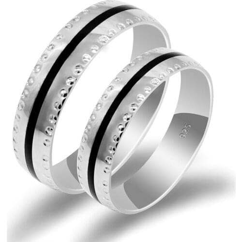925 Sterling Silver Couple Ring Set Simple Stripe Wedding Engagement Ring For Lover Male Female Fine Jewelry Party Gift