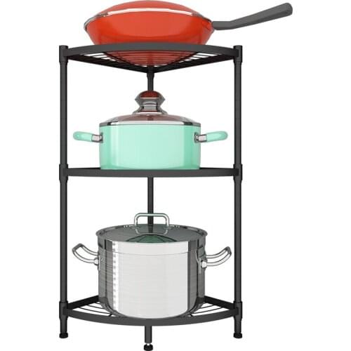 Kitchen rack floor standing 3/4/5 layer pan set shelf rack storage supplies multi-function corner rack easy assembly