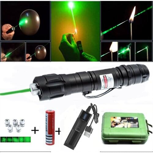 Laser Pointer USB Charger Powerful High Power Green Laser Pointer Powerful Adjustable Focus Hunting Laser Burning Matches