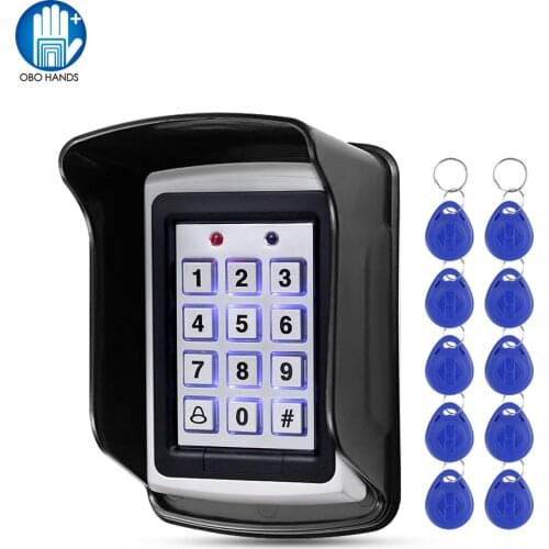RFID Metal 125KHz Access Control Keypad Standalone Access Controller with Waterproof Cover Case+10pcs EM4100 Keychains