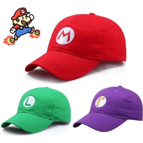 Super Mario Cartoon Anime Cute Hat Cosplay Sunscreen Cotton Baseball Cap Clothing Birthday Gift Adult Outdoor Hat Letter Cap
