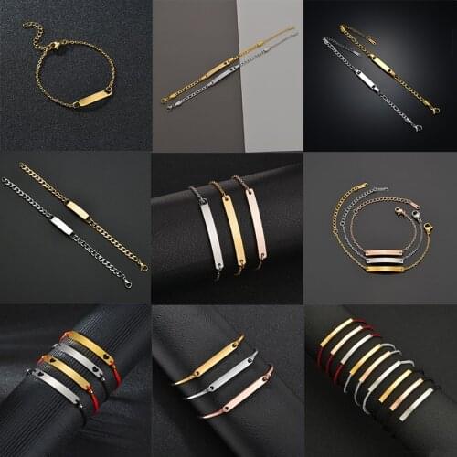 Letdiffery Fashion Bracelets Personalized Engrave Name Bracelet Stainless Steel Customized Letter Jewelry for Women Men Gifts