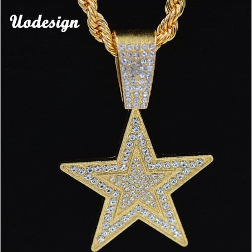 Men Hip hop Iced out bling Five-pointed Star pendant necklaces AAA zircon Fashion pendants necklace hip hop jewelry luxury gift