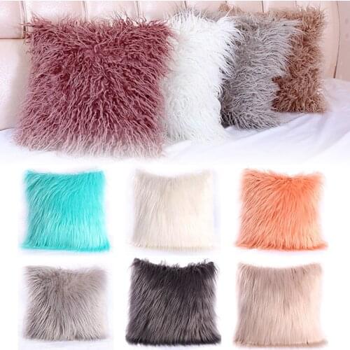 Soft Fur Plush Pillow Case Furry Cushion Cover Shaggy Fluffy Pillowcase Throw Pillow Living Room Bedroom Sofa Decor 40*40CM