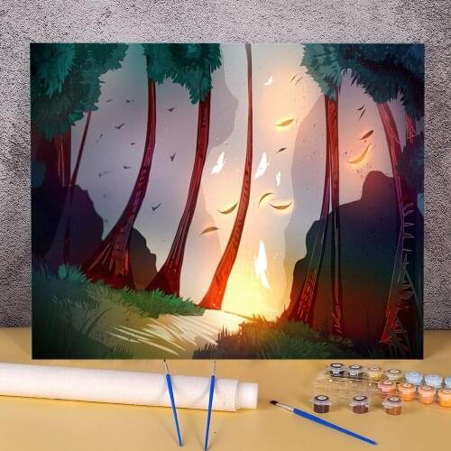 Scenery Coloring By Numbers Painting Complete Kit Oil Paints 50*70 Picture By Numbers Photo Handmade For Wholesale