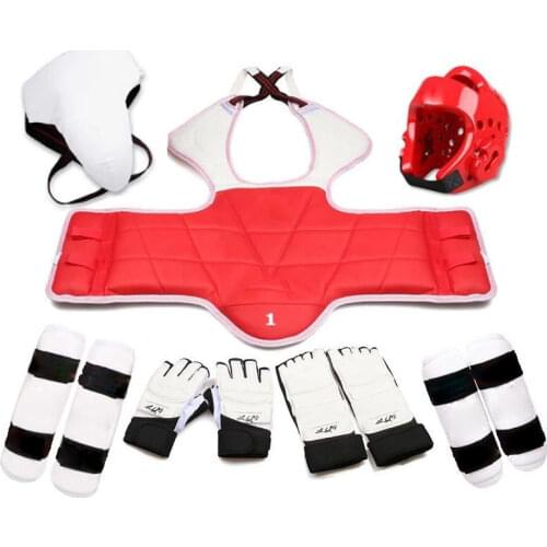 Five-piece Set Taekwondo Helmet Kickboxing Armor Guantes De Boxeo WTF Foot Gloves Game Equipment Capacete Taekwondo Equipment