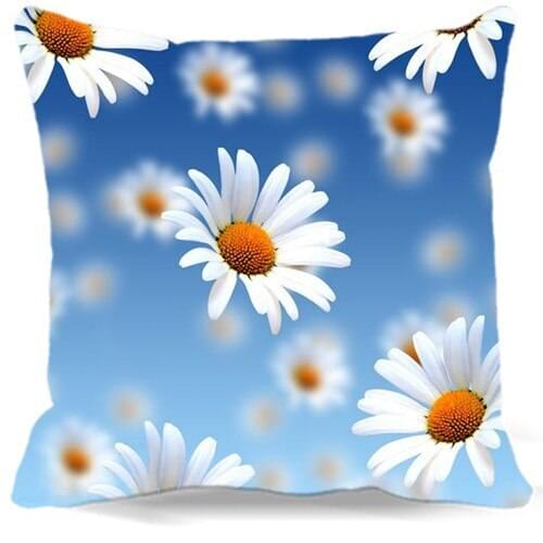 Blue sky Flying Chrysanthemum Flowers pattern Pillow Case Square 16" 18" 19" cushion Cover for Kids Blue Green Super Soft Gift