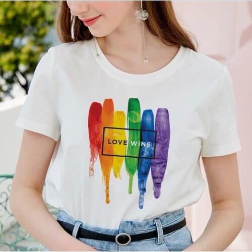New Lgbt Gay Love Harajuku T Shirt Women Lesbian Ullzang 90s T Shirt Graphic Rainbow Love Is Love Tshirt Cartoon Top Tees Female