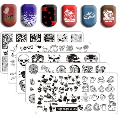 Finger Angel Nail Art Stamping Plates 6*12cm Stamp Image Plate Lovely Crown Butterfly Patterns Nails Template Manicure Tool
