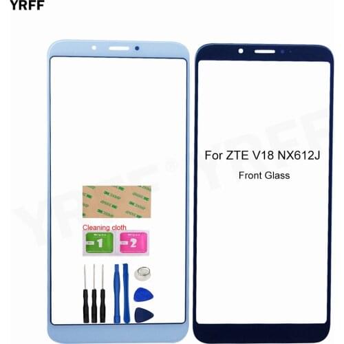 Front Glass Panel For ZTE V18 NX612J (No Touch Screen) Outer Glass Cover Assembly Parts 3M Glue