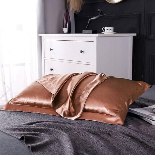 Luxury Brown 100% Nature Mulberry Silk Pillowcase Wholesale Queen King Soft Pillow Case For Women Men Bed Pillowcase