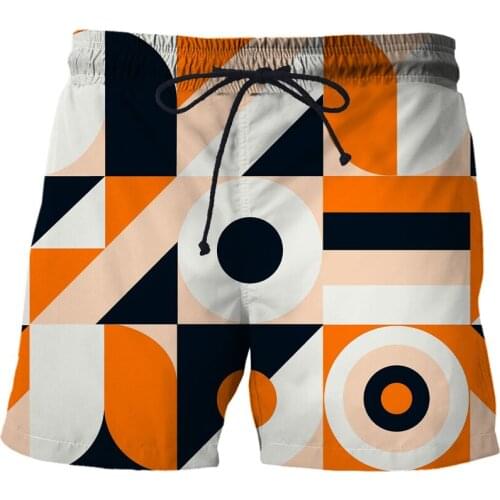 New 3D Print Geometry Mens Beach Shorts Summer Color contrast Shorts Fashion Personality Men Swimming Trunks Boy Short 2021