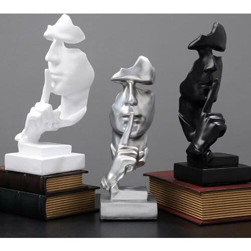 Nordic Silence Is Golden Abstract Figurines Resin Antique Home Decor Statues Sculptures Wine Cabinet Decoration Crafts