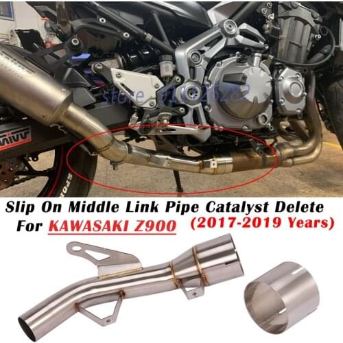 For Kawasaki Z900 Z900e 2017 2018 2019 Motorcycle Exhaust Escape Modify Catalyst Delete Eliminator Enhanced Mid Link Pipe