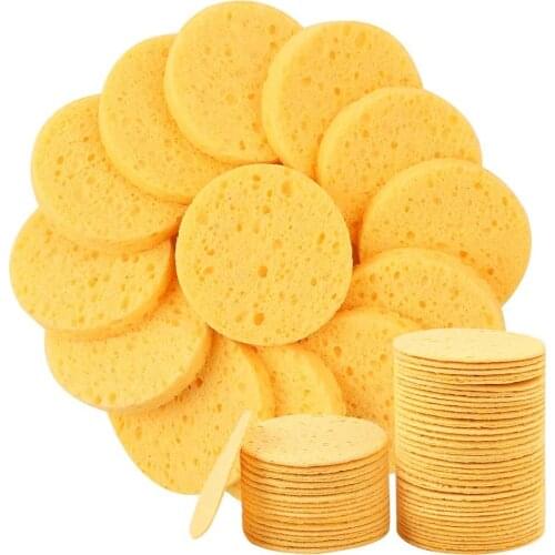50PCS Face Cleaning Sponge Pad for Exfoliator Mask Facial SPA Massage Makeup Removal Thicker Compress Natural Cellulose Reusable