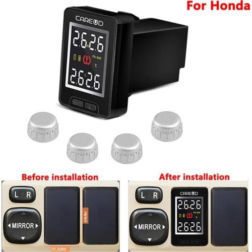 U912- WF Car TPMS Auto Wireless Tire Pressure Monitoring System 4 External Sensors LCD Display Embedded Monitor for HONDA