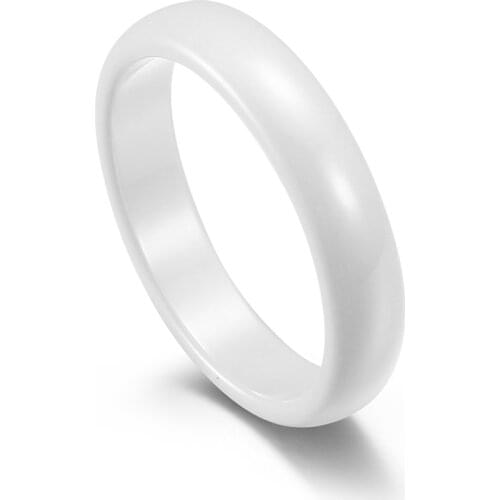 Unisex Party Jewelry Bright Plain Circle 6mm Black and White 4mm Ceramic Couples Ring