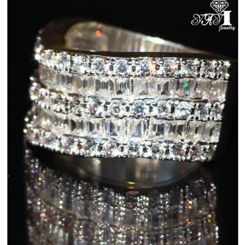 YaYI Jewelry Fashion Princess Cut 6.8CT White Zircon Silver Color Engagement Rings wedding Rings Party Rings