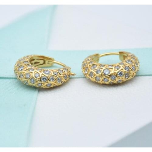 Shine Hoop Classic Sparkling Pattern Earring Womens Earrings for women 925 Sterling Silver earring fine Memnon jewelry