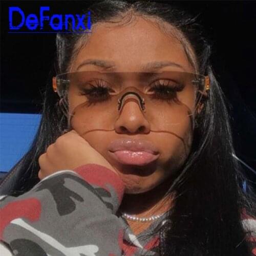 Gradient Oversized Rimless Sunglasses Women Retro one Lens Candy color Frame Rectangular Sun Glasses Ocean Lens Shades UV400