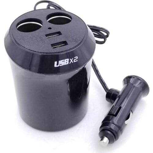 1pc Car Shape 5V 2 Way Cigarette Lighter Socket 1A Dual USB Charger Splitter Adapter LED Light For Phone GPS Parts Accessories