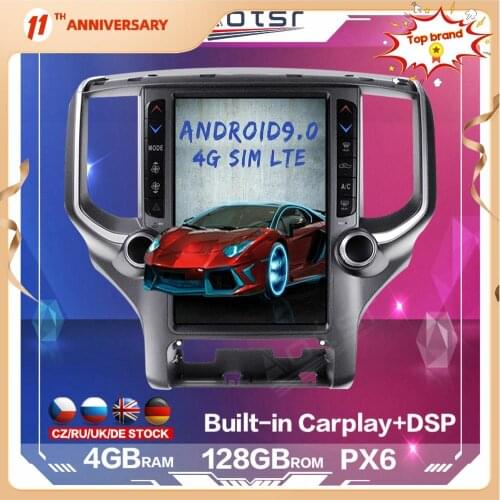 128GB Multimedia Tesla Android For Dodge RAM 2018 2019 2020 Car Multimedia Radio Player Auto GPS Navigation DSP Carplay 4G SIM