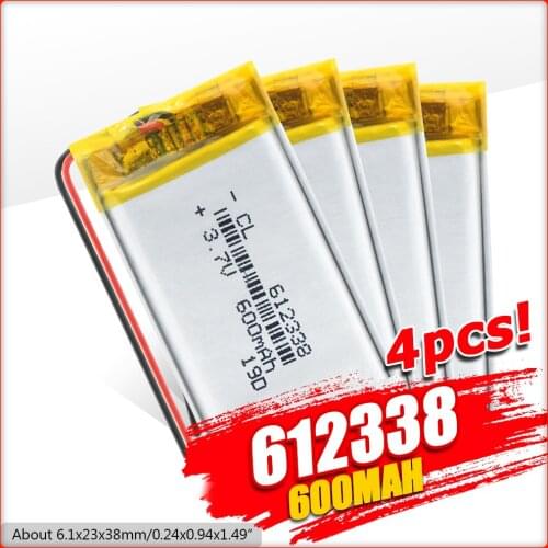 3.7V 600mAh 612338 Polymer Li-ion Battery For DVR601FHD video recorder mirror dvr texet dvr-570fhd AvtoExpert DVR-815