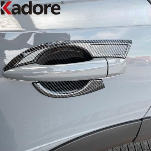 For Nissan Rogue X-trail 2021 2022 Carbon Fiber Side Door Handle Bowl Cup Cover Trim Car Styling Accessories 4pcs/set
