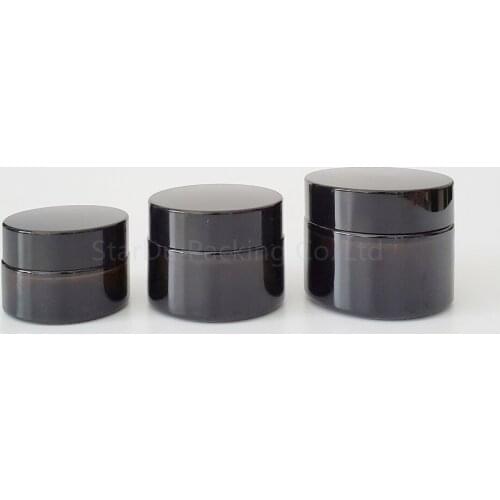 5g 10g 15g 20g 30g 50g glass jars for cosmetics Amber Glass Cream Jars Cosmetic Packaging with lid plastic caps