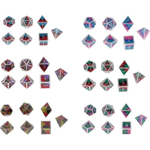 7pcs Polyhedral Zinc Alloy Dice for for Pathfinder DND RPG MTG Table Gaming Dice Set