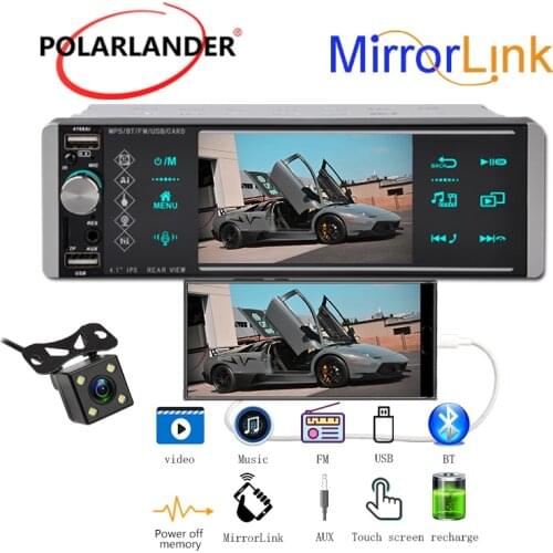 1 Din 4 Inch Car Radio Bluetooth 1080P Wince SD FM Android MP5 HD Smart Voice Sapacitive Screen 2USB Colorful Lights Mirrorlink