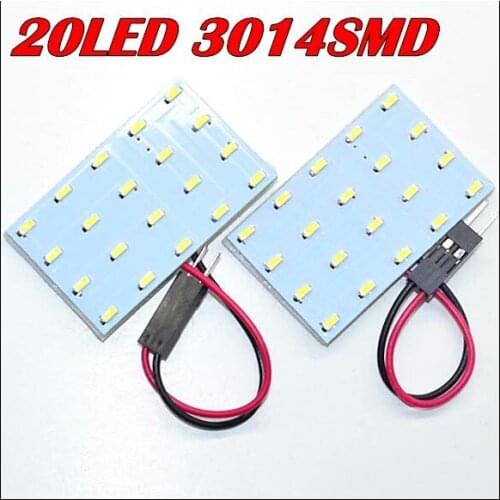 Free Shipping 10pcs/lot dome light 20SMD 3014 LED Car Panel led light Interior Room light Car Light Bulb Lamp with 2 Adapters