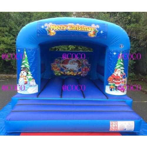 Free air ship to door,4x3m Santa Inflatable Jumping Christmas bounce house for Christmas Celebration holiday
