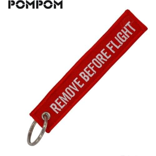 Remove Before Flight KeyChain for Motorcycles Scooters and Cars Red Embroidery Key Fobs OEM Keychain Jewelry Aviation Gifts Tag