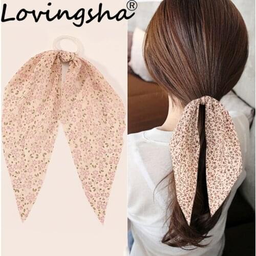 LOVINGSHA Ribbon Floral Hair Accessories Women Elastic Hair Band Hair Rope For Girls Rubber Band Tie Hair Scrunchies FC286