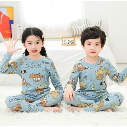 Children Long sleeve Pajamas 2020 Autumn Boy Girl Sleepwear Cartoon Baby Nightwear Child Gift Kids Lovely Pyjamas Set Home