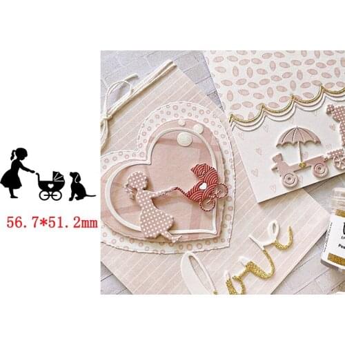 Mom & Cute Baby Stroller Puppy Metal Cutting Dies For New DIY Scrapbooking Album New Craft Embossing Cards 2020