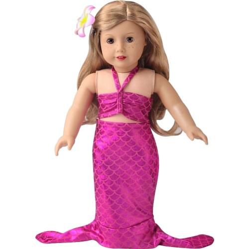Summer New Pattern Mermaid Bodysuit Swimsuit Fit 18 Inch American&43cm Baby New Born Doll Clothes Accessories Girls' Toys