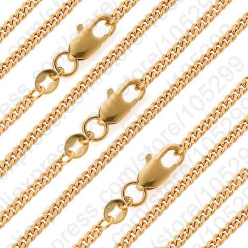 Nice 10PCS GF Necklace Chain 16-30" Yellow Gold Filled Chain Flat Curb Necklace Sets Of Pendant Mens Jewelry Gift