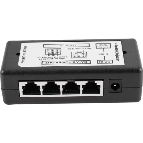 4 Port Poe Injector Poe Power Adapter Ethernet Power Supply Pin 4,5(+)/7,8(-)Input Dc12V-Dc48V for Ip Camera