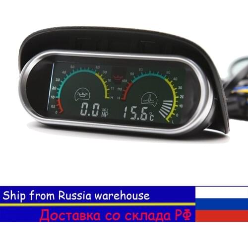 Россия 2 In 1 LCD Oil Pressure Meter+Water Temperature Gauge with Sensor 1/8NPT for Truck 12V/24V Oil Pressure Indicator